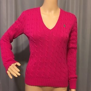 Pink Ralph Lauren Sport Cable Knit Sweater